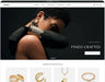 Jewelry website homepage with images of jewelry and a model wearing earrings.